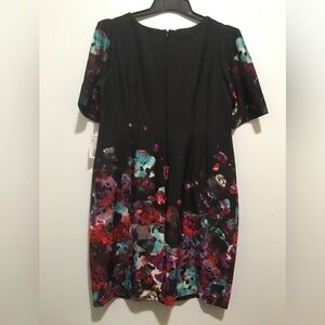 DR Collection Black Floral 3/4 Sleeve Sheath Office Party Dress ah.